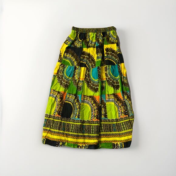 UNITi One Size Skirt BoHo Maxi Stretch Drawstring Waist Bright Floral Festival - Picture 2 of 5